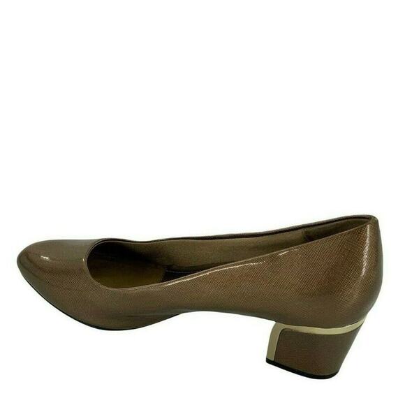 Soft Style Shoes Womens Size 10 Shine Faux Leather Round Toe Slip on Block Heels - Picture 1 of 8